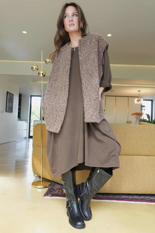 Donegal Cotton Jersey Sac Dress Chocolate /14 =